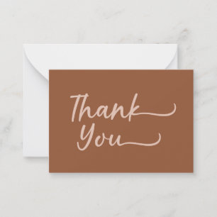 Boho Summer Brown Terracotta Trendy Thank You Card