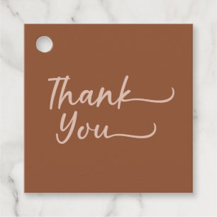 Boho Summer Brown Terracotta Trendy Thank You Favour Tags