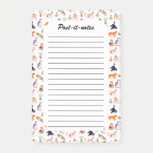 Boho Summer Cute Cats Green Cactus Post-it Notes