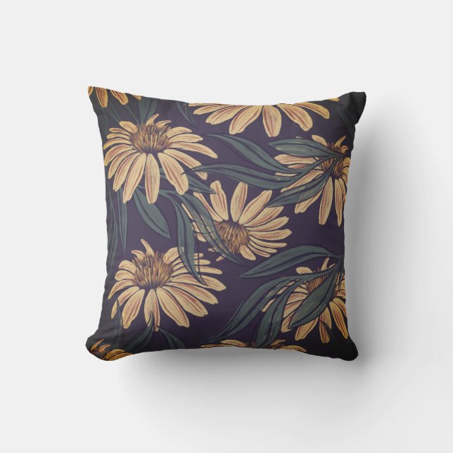 Boho Summer Daisies Outdoor Pillow (Front)