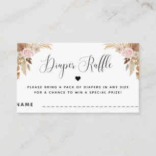 Boho Summer Dried Floral Baby Shower Diaper Raffle Enclosure Card