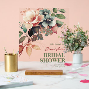 Boho Summer Floral Bridal Shower Welcome  Acrylic Sign