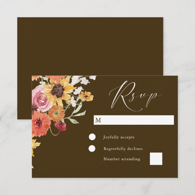Boho Summer Floral Modern Wedding RSVP Card (Front/Back)