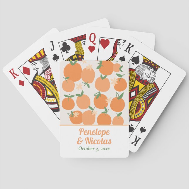 Boho Summer Orange Wedding Game Playing Cards (Back)