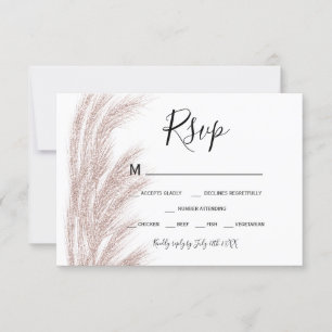 Boho summer pampas grass rose gold rsvp card