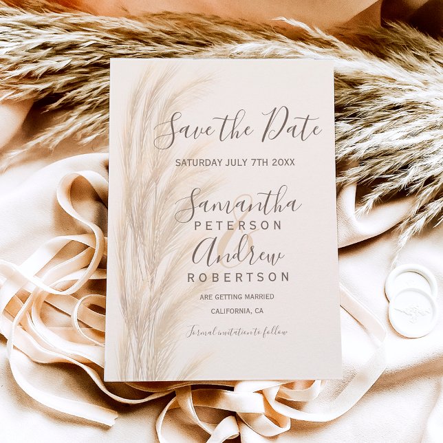 Boho summer pampas grass save the date wedding (Creator Uploaded)