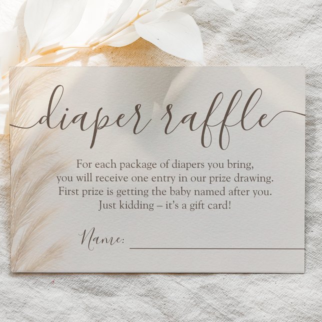 Boho summer pampas grass watercolor diaper raffle enclosure card (Creator Uploaded)