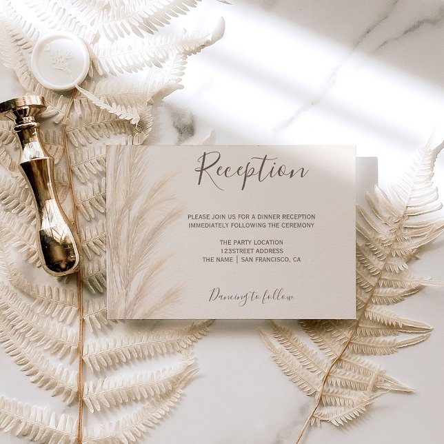 Boho summer pampas grass watercolor reception enclosure card (Creator Uploaded)
