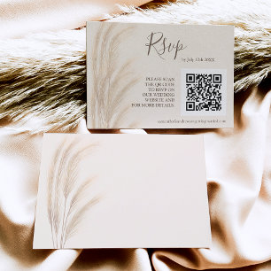 Boho summer pampas grass watercolor rsvp qr code card