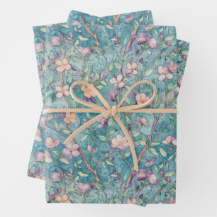 BOHO SUMMER WILDFLOWER FLORAL  WRAPPING PAPER SHEET