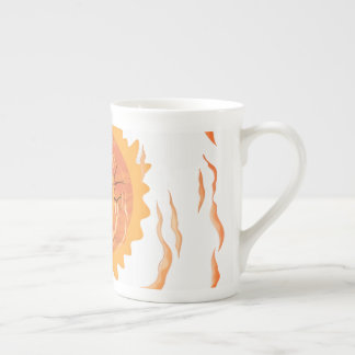 Boho Sun and Flames Ceramic Coffee Mug, Esthetic  Bone China Mug