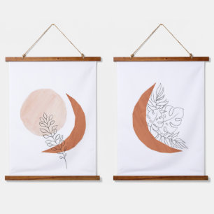 Boho sun and moon hanging tapestry