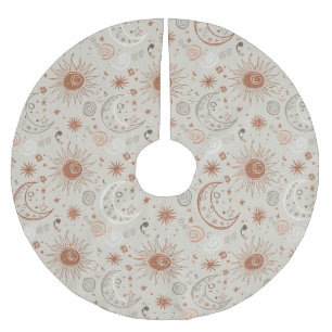 Boho Sun and Moon Pattern Brushed Polyester Tree Skirt
