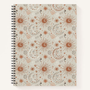 Boho Sun and Moon Pattern Notebook