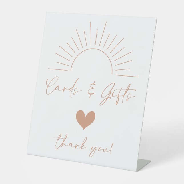 Boho Sun Baby Shower Cards and Gifts Pedestal Sign (Front)