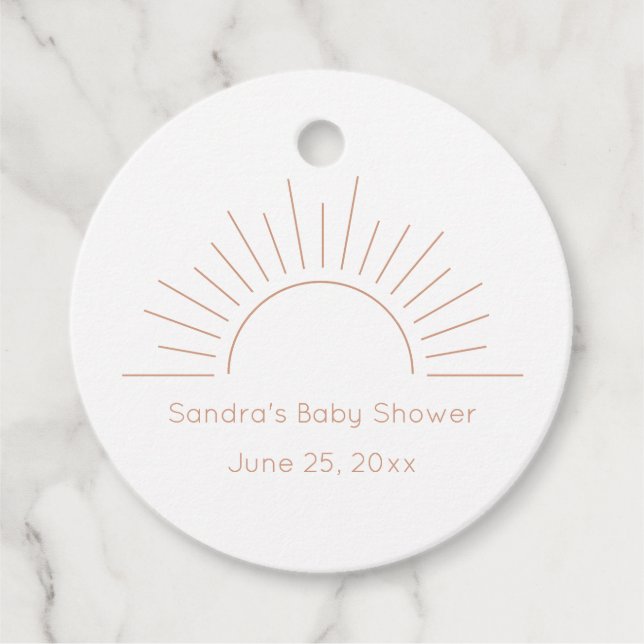 Boho Sun Baby Shower Favour Tags (Front)