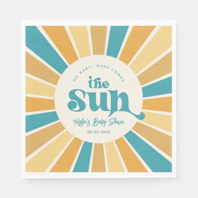 Boho Sun Baby Shower Paper Napkins (Front)