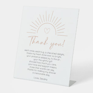 Boho Sun Baby Shower Thank You Poem Pedestal Sign
