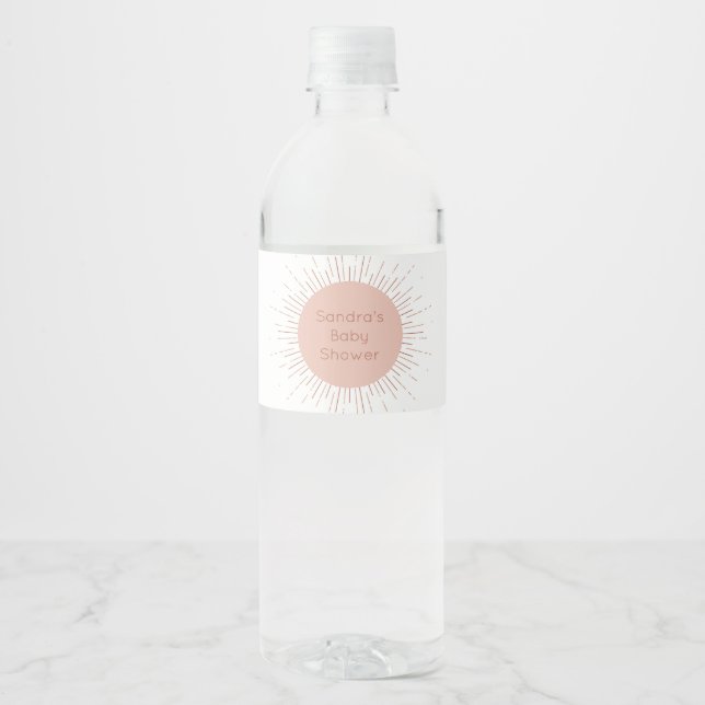 Boho Sun Baby Shower Water Bottle Label (Front)