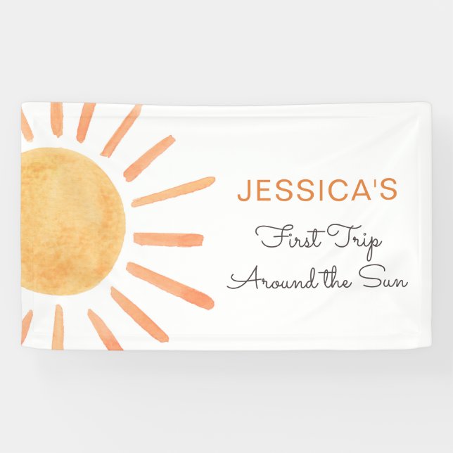 Boho Sun Backdrop Banner Little Sunshine Birthday (Horizontal)