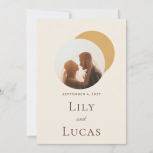 Boho Sun Circle Photo Wedding Invitation