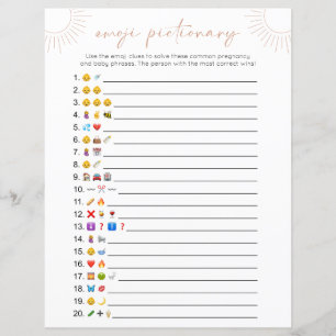 Boho Sun Emoji Baby Shower Game