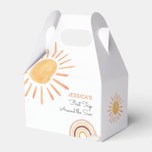 Boho Sun Favours Summer Little Sunshine Birthday Favor Box (Front Side)