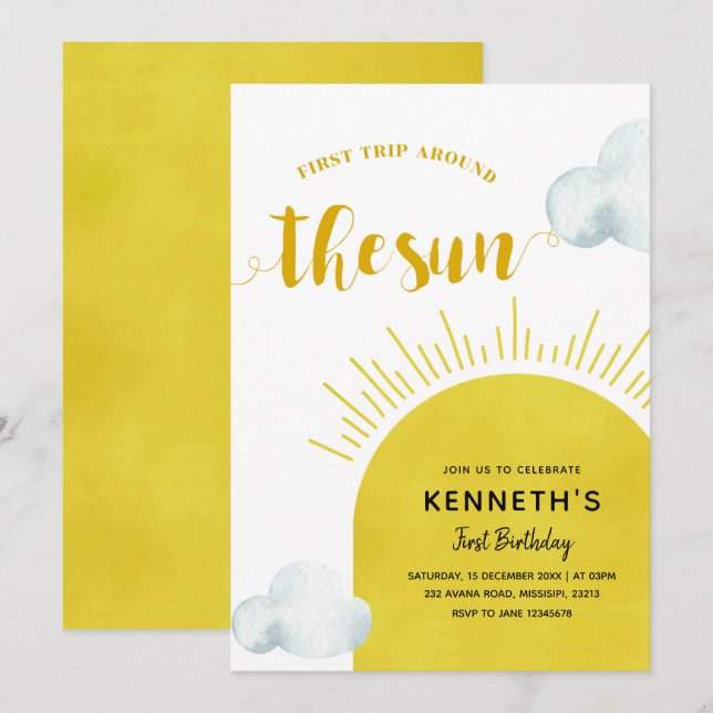 Boho Sun First Birthday Invitation (Front/Back)