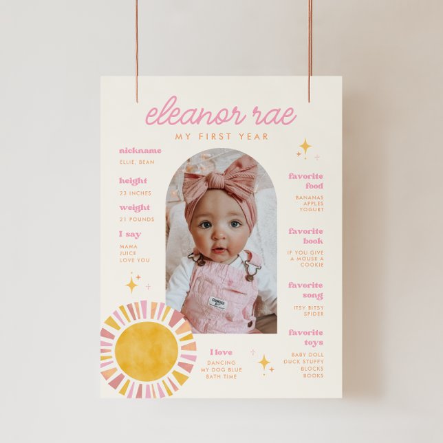 Boho Sun First Birthday Milestone Sign (Creator Uploaded)