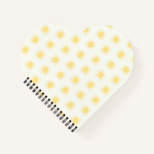 Boho Sun Heart shaped notebook in Yellow