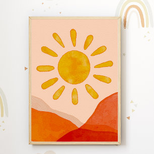 Boho Sun Kids Room Poster Cute Nursert Imprimer