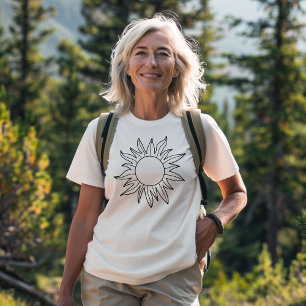 Boho Sun Line Art T-Shirt