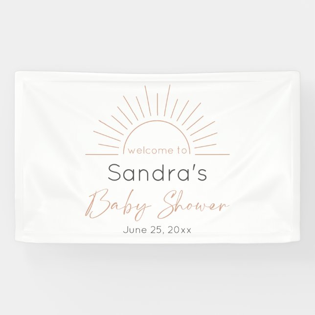 Boho Sun Modern Baby Shower  Banner (Horizontal)
