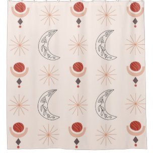 Boho sun moon decorative line art abstract shapes