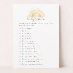 Boho Sun Neutral Shower Baby Traits Game Card