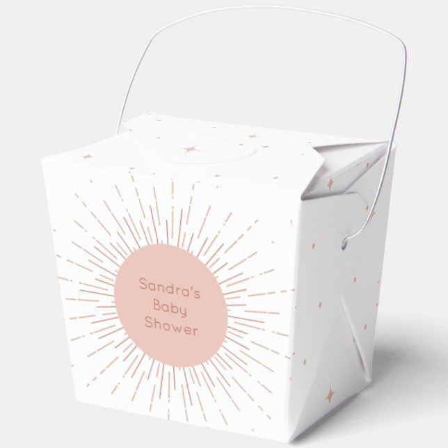 Boho Sun Pink Baby Shower Favor Box (Front)