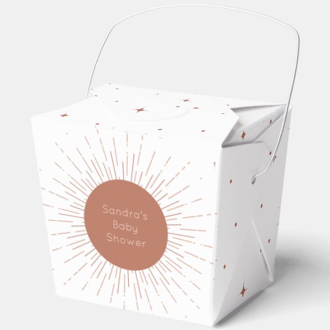 Boho Sun Terracotta Baby Shower Favor Box (Front)