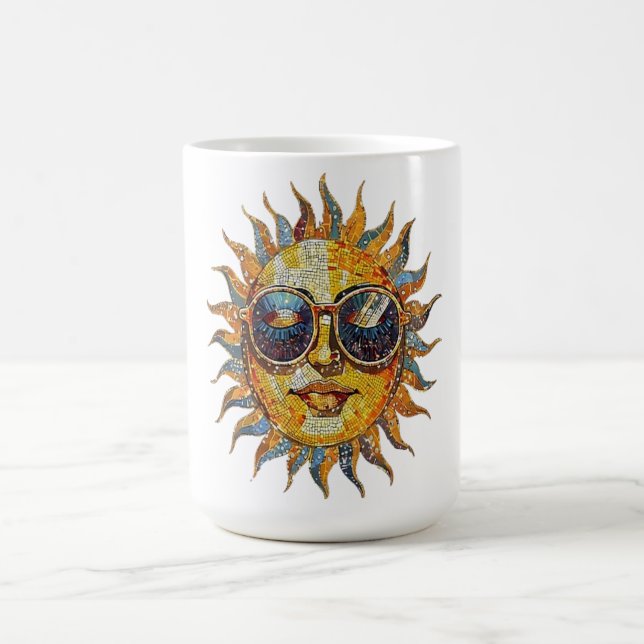Boho Sun Wearing Shades Coffee Mug (Center)