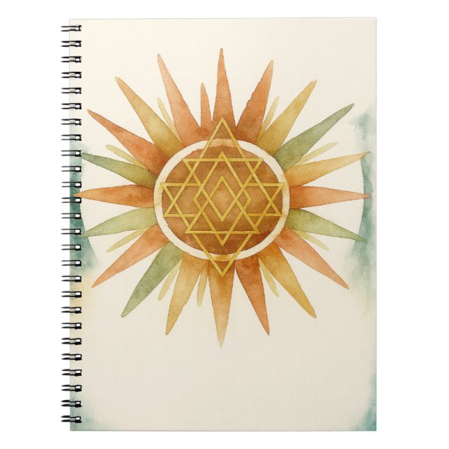 Boho Sunburst Watercolor Notebook – Personalized  (Front)