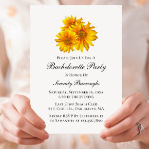 Boho Sunflower Country Yellow Floral Bachelorette Invitation