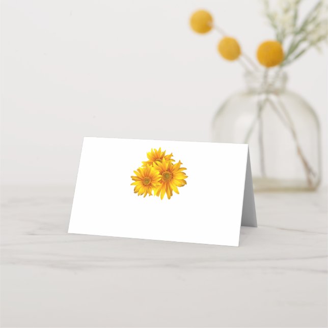 Boho Sunflower Country Yellow Floral Wedding Party Place Card (Front)