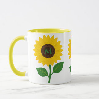 Boho Sunflower Custom Initials Gift Mug