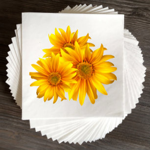 Boho Sunflower Elegant Floral Wedding Thank You Napkin