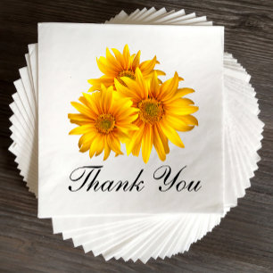Boho Sunflower Elegant Floral Wedding Thank You Napkin