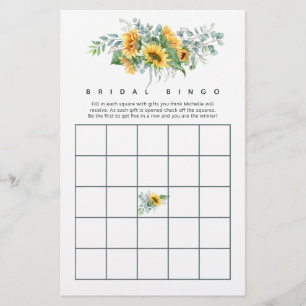 Boho Sunflower Eucalyptus Bridal Shower Bingo