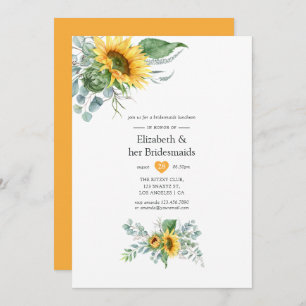 Boho Sunflower Eucalyptus Bridesmaids Luncheon Invitation