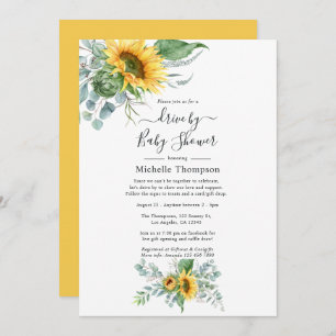 Boho Sunflower Eucalyptus Drive By Shower Invitation