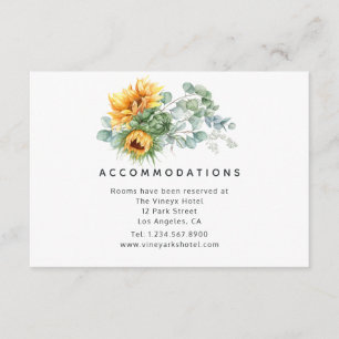 Boho Sunflower Eucalyptus Wedding Accommodations Enclosure Card