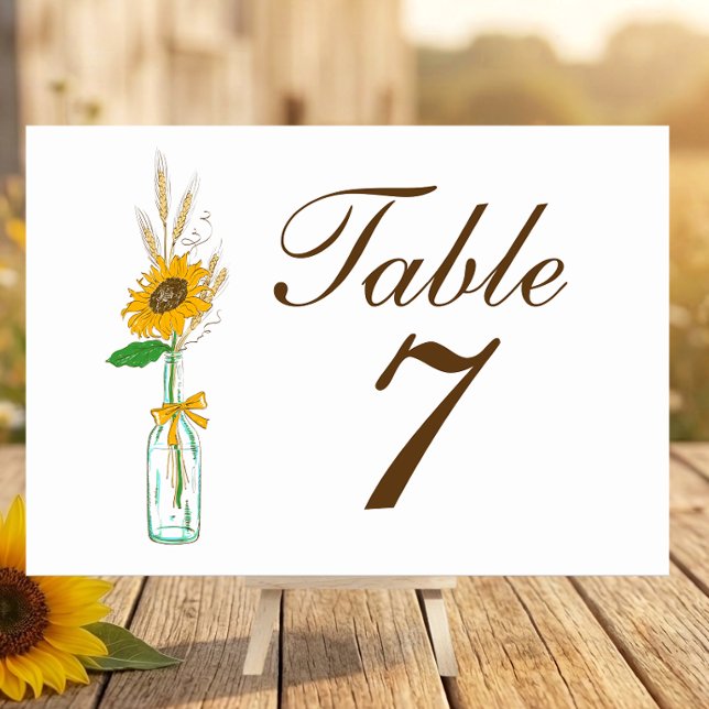 Boho Sunflower Fall Country Yellow Floral Wedding  Table Number (Creator Uploaded)