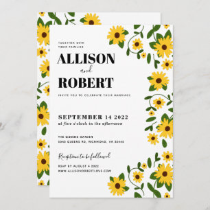 Boho Sunflower Patch Wedding Invitation